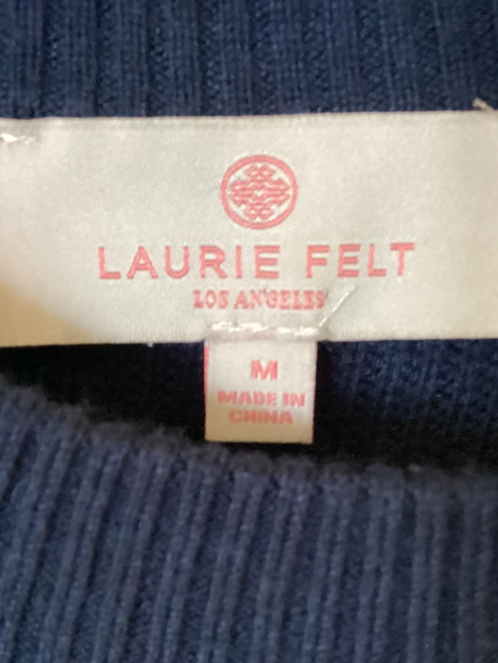 LORI FELT - BELL SLEEVE SWEATER / DRESS - NAVY BLUE RIBBED KNIT - SIZE M - Picture 8 of 9